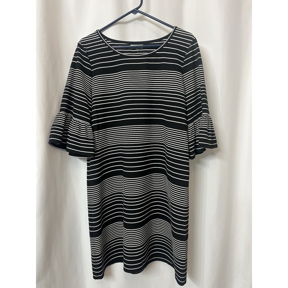 Max Studio Half Sleeve‎ Dress Women's      Size XL Black White Stripe (B69)
